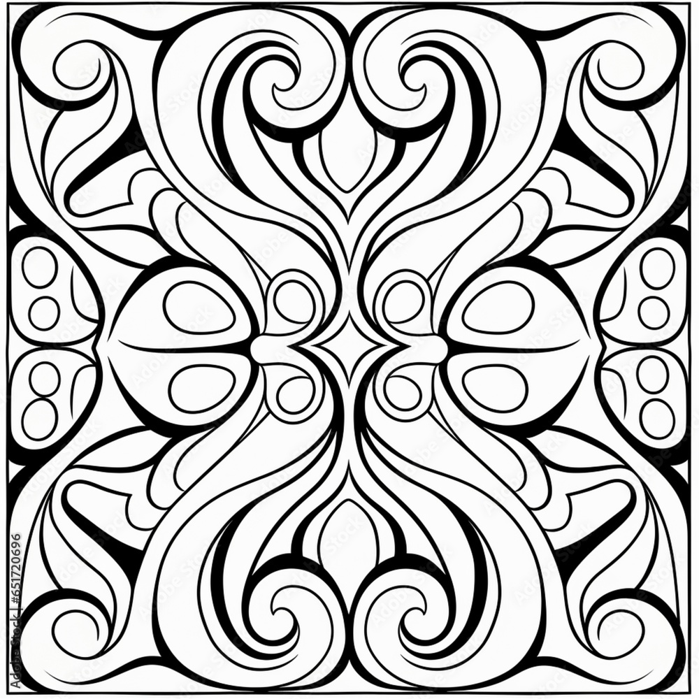 Mandala pattern flowers coloring design illustration image AI generated art