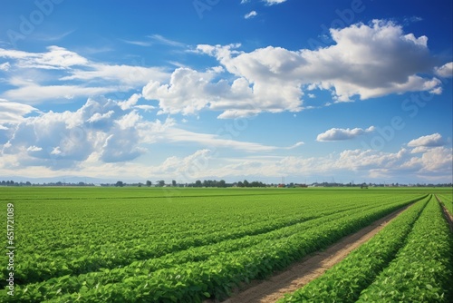 Imperial Valley Agriculture: Green Fields and Rural Landscapes against Blue Sky photo