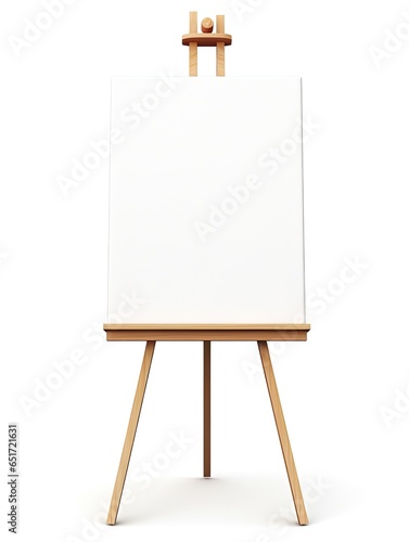 blank canvas on easel in light interior. 
