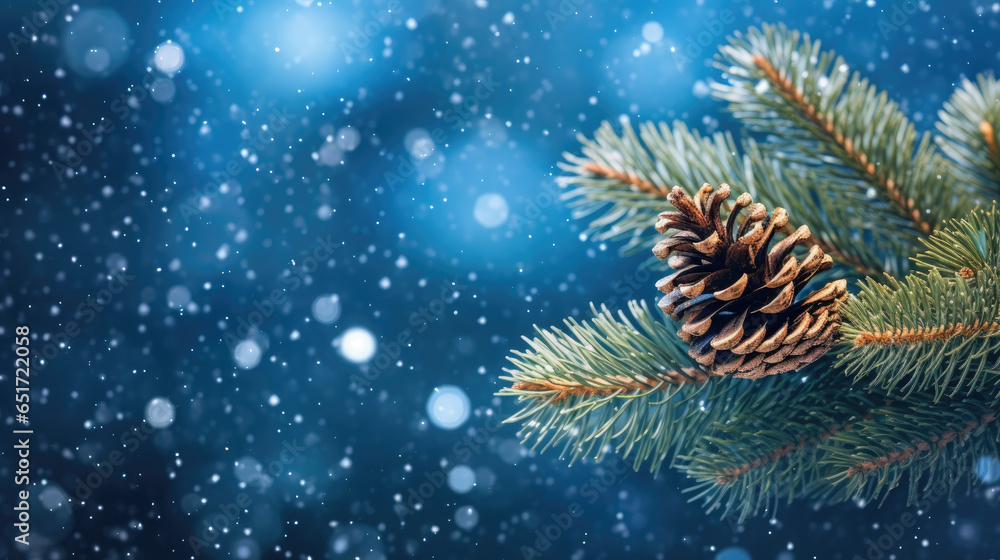 Vibrant Green Pine Tree Branch with Cone for a Festive Holiday, AI Generated. Vibrant Green Pine Tree Branch with Cone for a Festive Holiday, AI Generated.