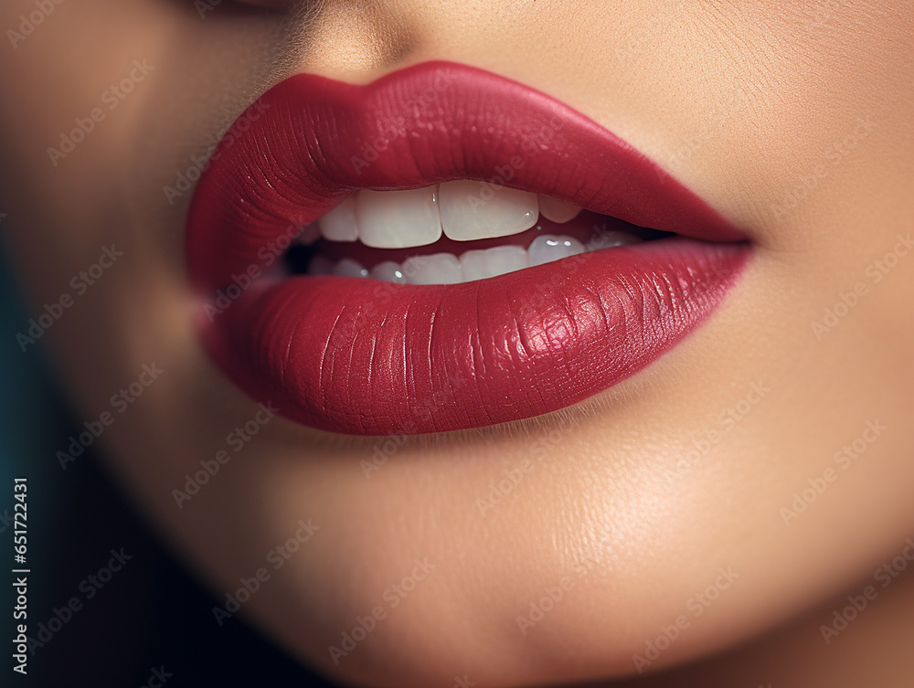 Obraz premium Beautiful young woman lips close up