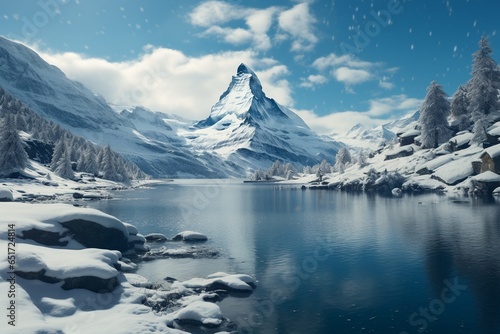 lake and mountains, Generative AI