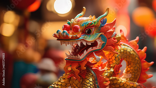 Chinese dragon sculpture in the chinese temple China photo
