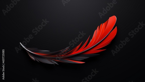Bird feather red black background amoled wallpaper picture AI generated art photo