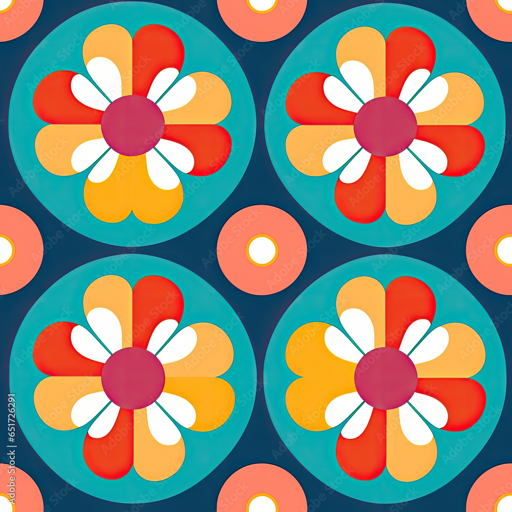Retro Vibes Fun and vibrant patterns reminiscent of retro designs from the 60s or 70s vector art AI Generated