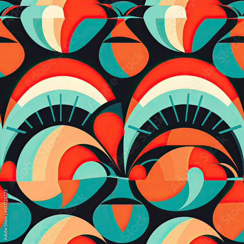 Retro Vibes Fun and vibrant patterns reminiscent of retro designs from the 60s or 70s vector art AI Generated photo