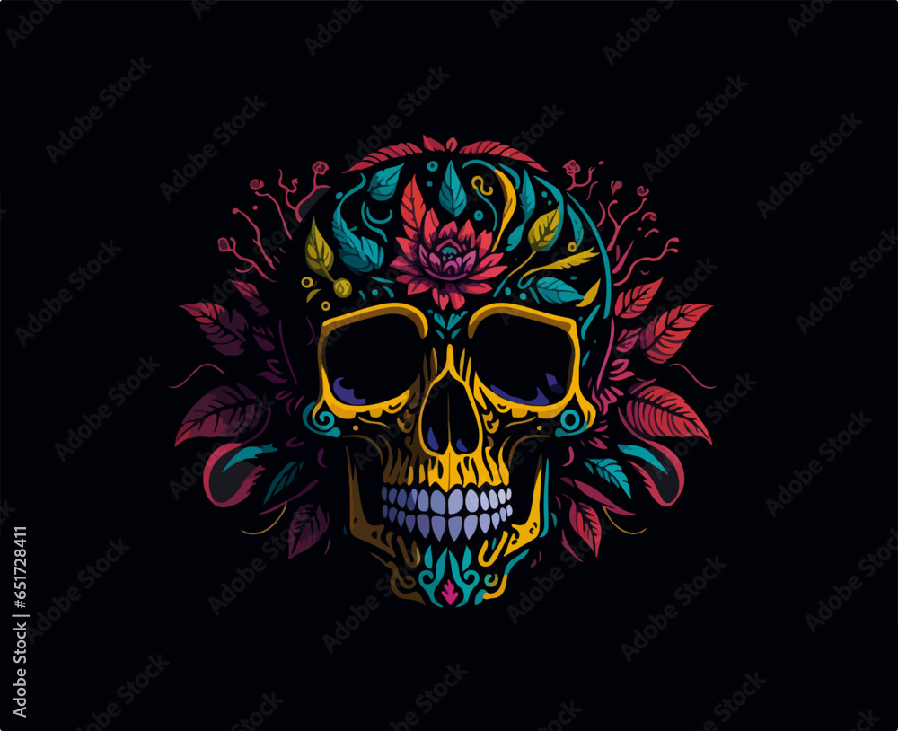 Sugar skull vector illustration generated by AI Sugar skull vector illustration generated by AI