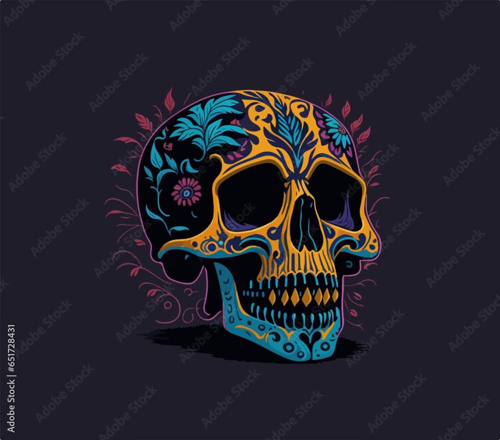 Sugar skull vector illustration generated by AI Sugar skull vector illustration generated by AI