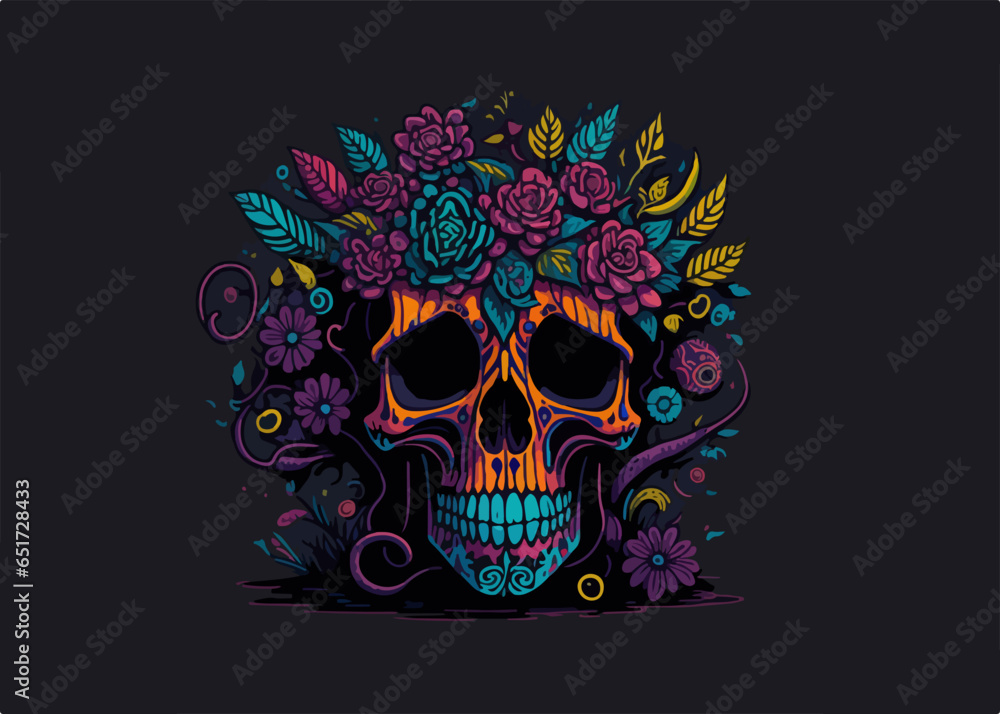 Sugar skull vector illustration generated by AI Sugar skull vector illustration generated by AI