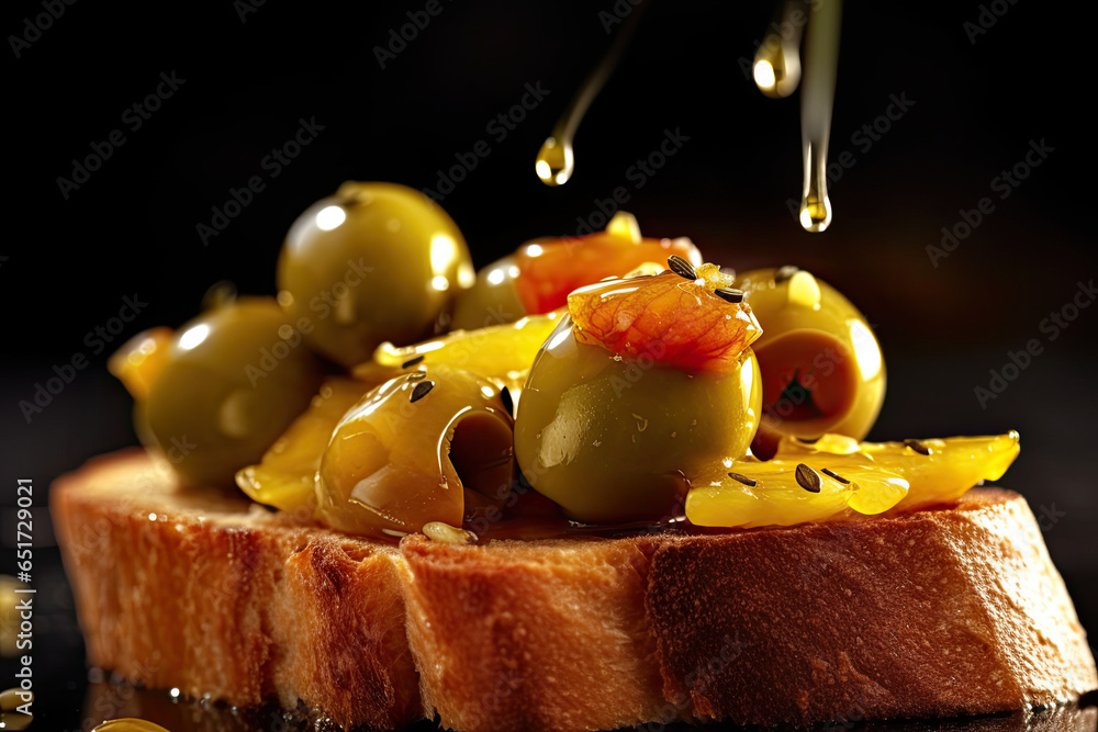 custom made wallpaper toronto digitalOlives toast, macro shot of a fresh breakfast, AI Generated