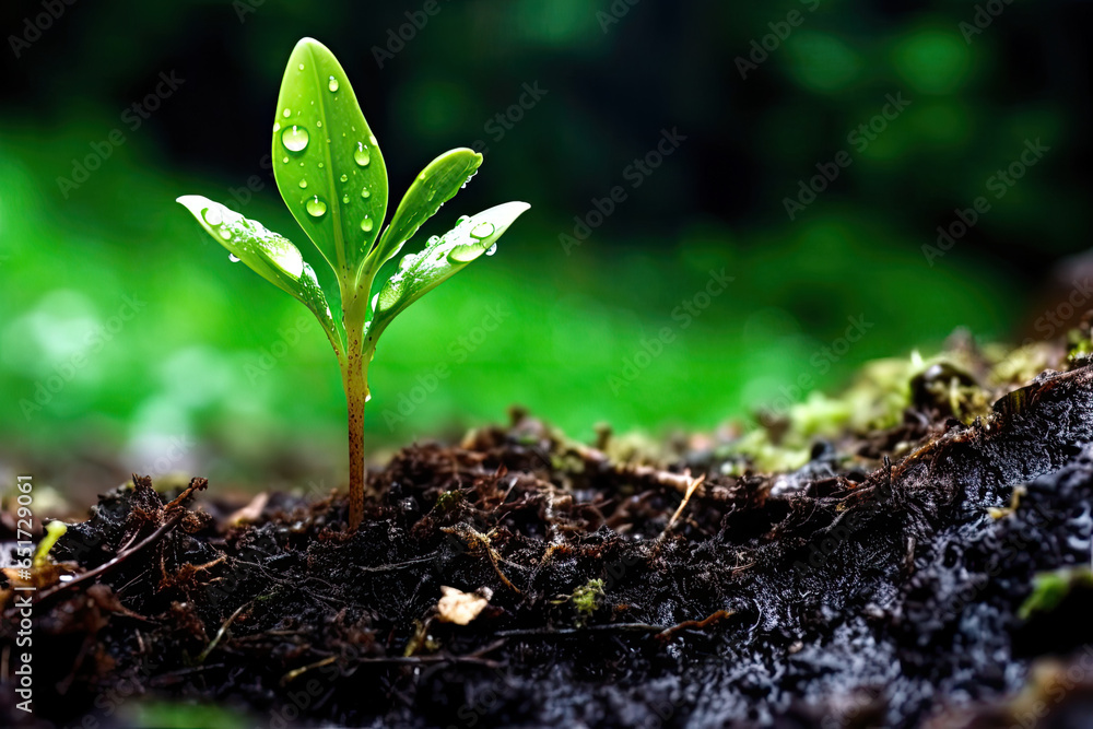 custom made wallpaper toronto digitalNew life emerges from seed in wet spring season, a plant with water drops on it