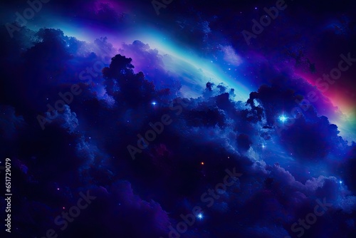 Universe filled with stars, nebula and galaxy. Night sky generative ai © Aleksandr