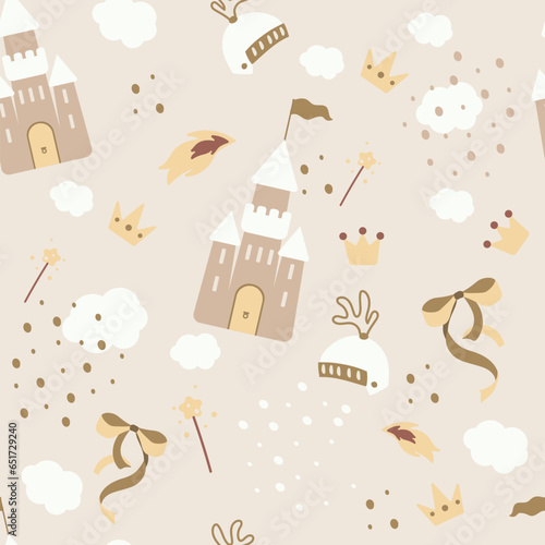 castle kingdom seamless pattern