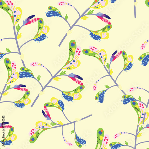abstract leaves seamless pattern