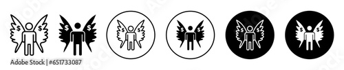 Angel investor icon. Rich business entrepreneur or businessman who invest in startup company symbol set. Investment finance to value innovation by providing funding vector. Angle investor with fund. 