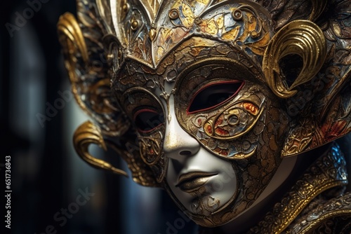Venetian carnival mask. Golden mask. Carnival © marikova