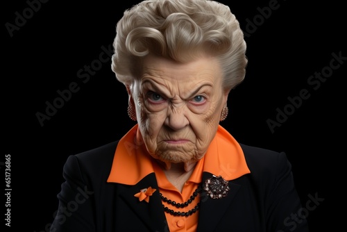 怒っている表情のシニア女性,Generative AI AI画像 © beeboys