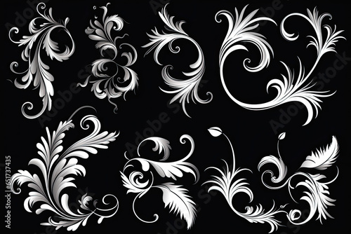 Vintage baroque feminine wedding swirl decorations design elements whimsical feminine sensibilities AI Generated