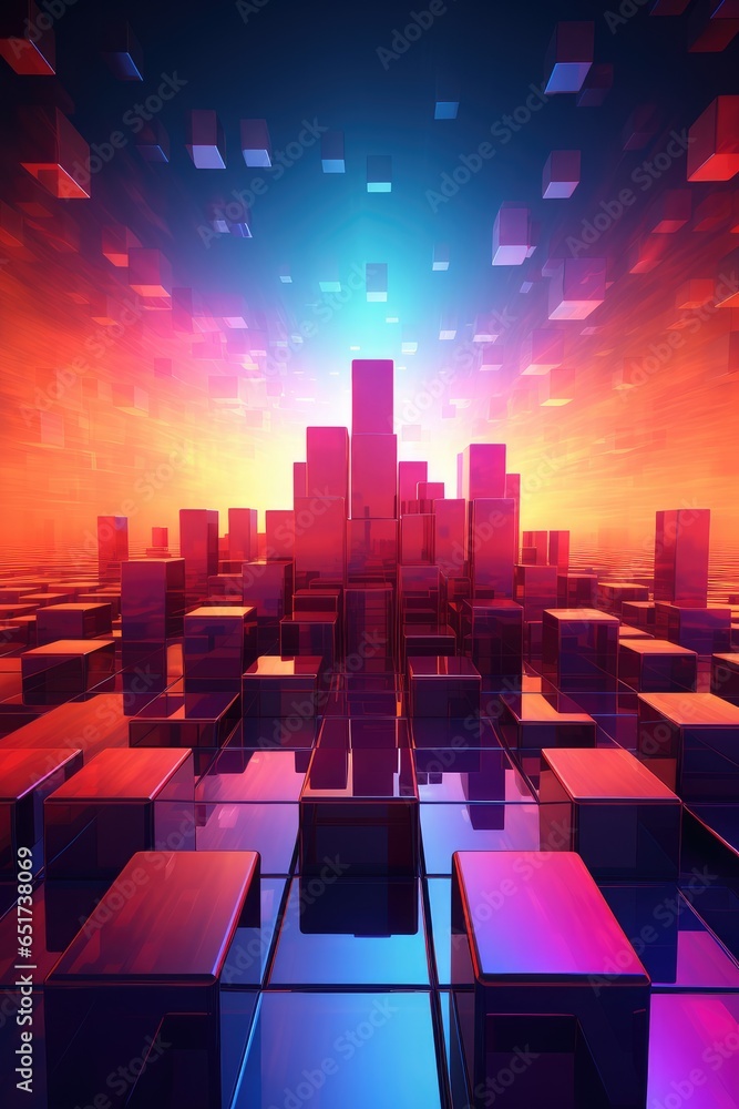 Fototapeta premium Three-dimensional rectangular abstract background material