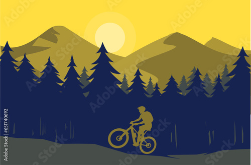 Cool scenery of editable mountain bike poster background design for your community event