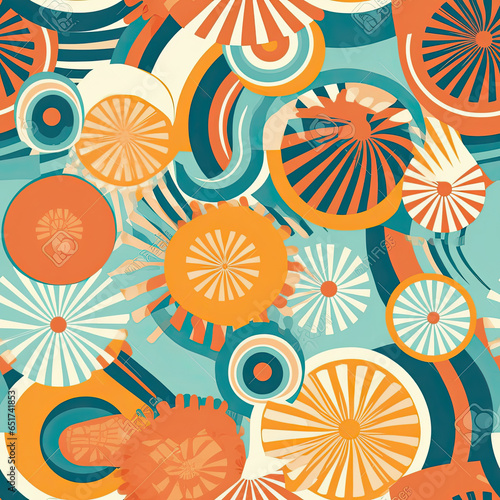 Retro Vibes Fun and vibrant patterns reminiscent of retro designs from the 60s or 70s vector art AI Generated photo