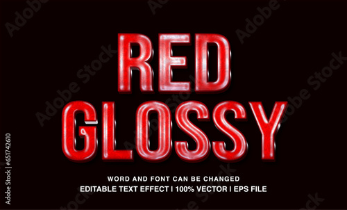 Red glossy editable text effect template  3d cartoon style typeface  premium vector 