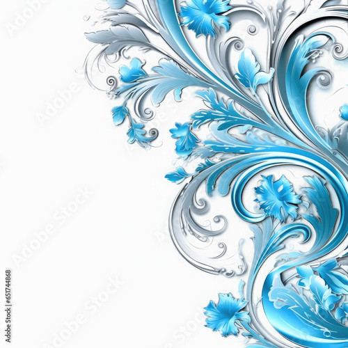 Nile Blue elaborate filigree corner borders on white Background  AI Generated