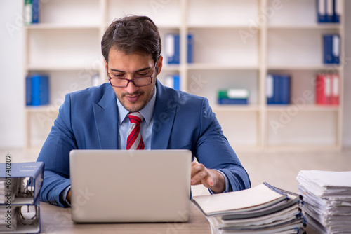 Young male employee working in the office