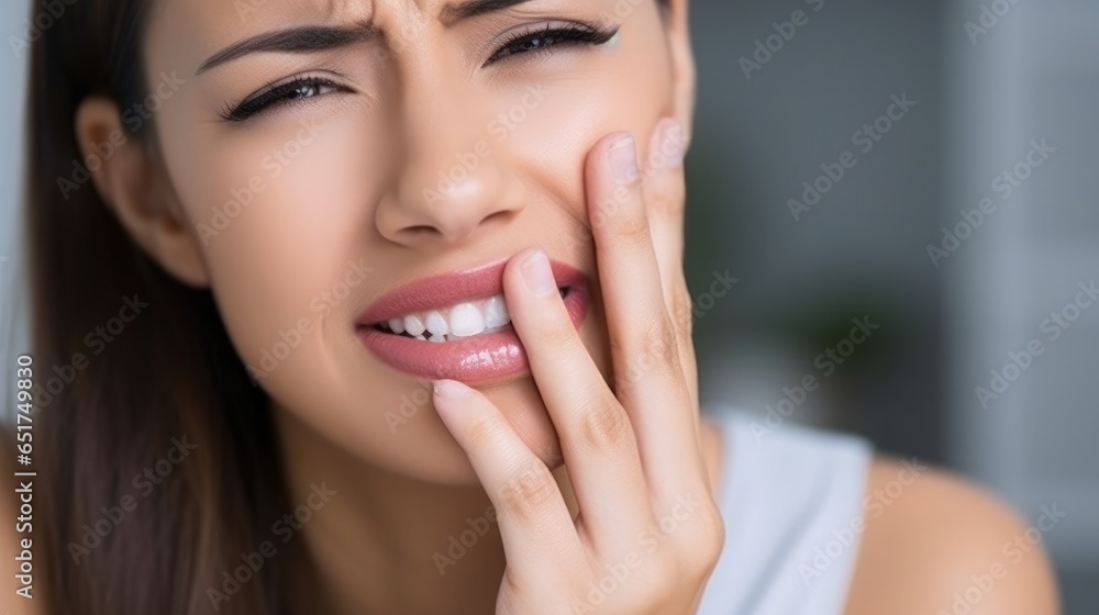 woman feel toothache from gingivitis, female suffer tooth, decay problems, dental care. sensitive tooth, decay problem, bad breath, Gingival Recession, Oral Hygiene instruction woman feel toothache from gingivitis, female suffer tooth, decay problems, dental care. sensitive tooth, decay problem, bad breath, Gingival Recession, Oral Hygiene instruction