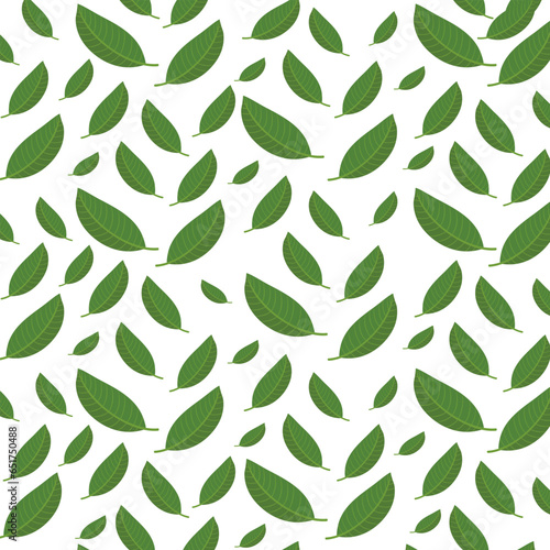 Vector seamless pattern with green abstract leaves