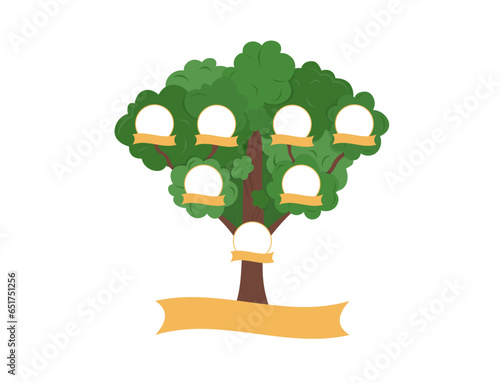 Genealogical Family Tree template with blank spaces for members of family. Relationship between child, parents and grandparents. Heritage vector illustration