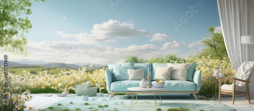 Fototapeta Naklejka Na Ścianę i Meble -  a room with a meadow