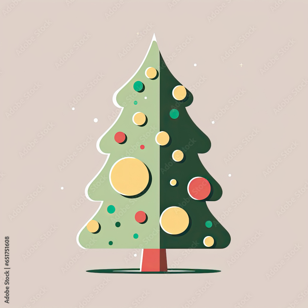 Simple vector drawing of a decorated christmas tree, minimalist icon symmetrical sticker design AI Generated Simple vector drawing of a decorated christmas tree, minimalist icon symmetrical sticker design AI Generated