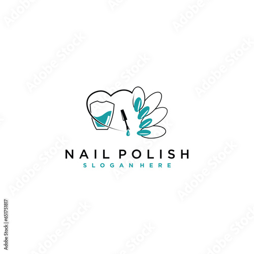 vector nail polish logo design with creative abstract style