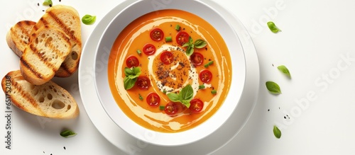 Vegan white soup with tomato