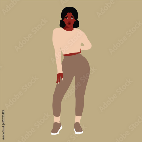 Modern black woman in elegant art style vector