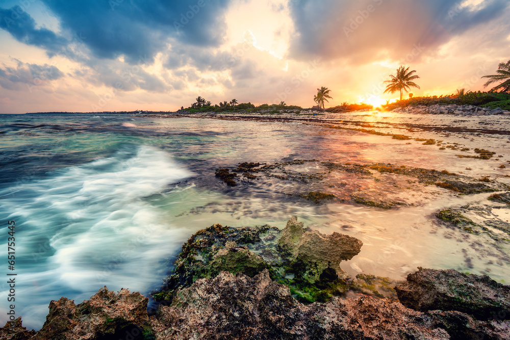 Caribbean Sunset near Playa del Carmen, Riviera Maya, Mexico