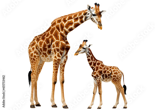 Giraffe and cute baby giraffe  cut out
