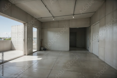 Unveiling Modernity A Wide Shot of an Architecturally Designed Concrete Room. AI Generated.