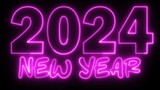 2024 New Year text font with light. Luminous and shimmering haze inside the letters of the text Happy New Year 2024. 2024 Chirstmas. 