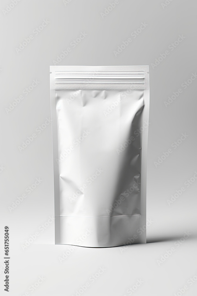 Packaging Bag Mockup White with shades white background, AI Generated Packaging Bag Mockup White with shades white background, AI Generated