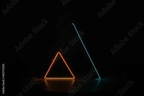 Neon Triangle Light Illuminating the Darkness. AI Generated.