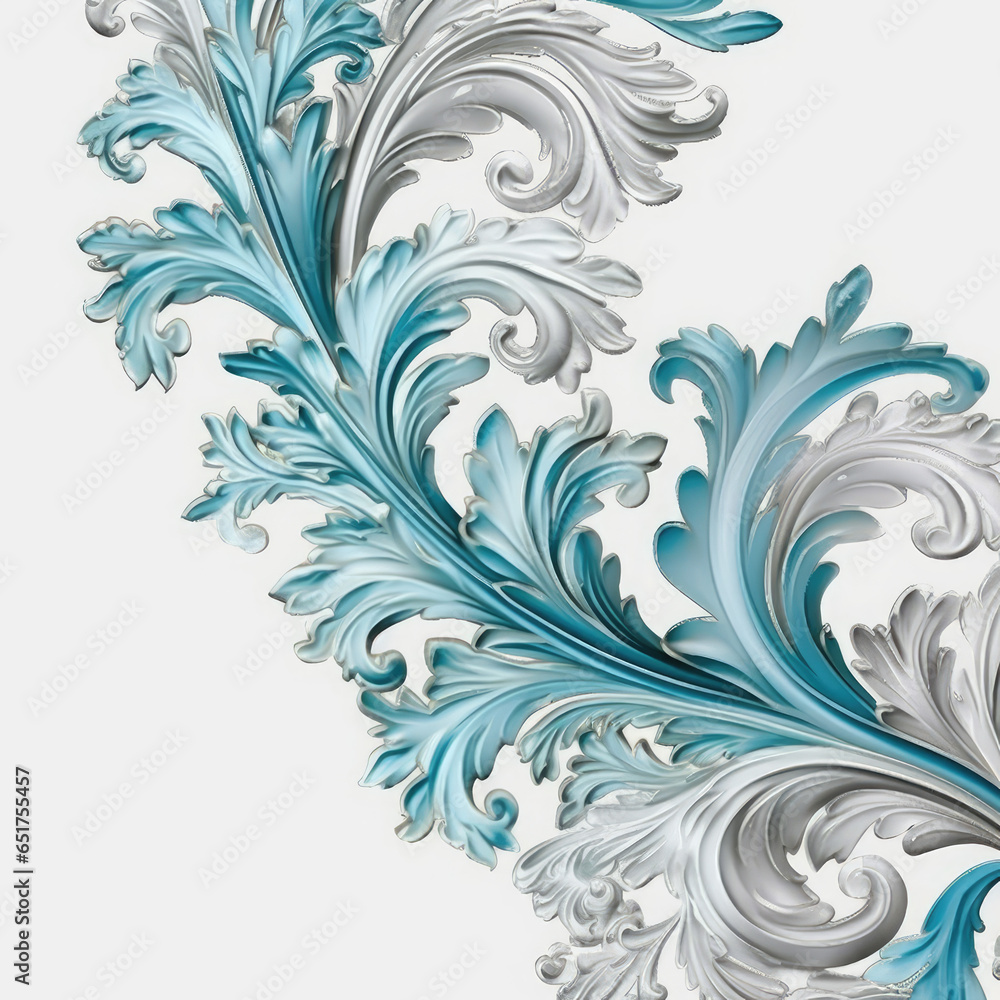 Nile Blue elaborate filigree corner borders on white Background, AI Generated Nile Blue elaborate filigree corner borders on white Background, AI Generated