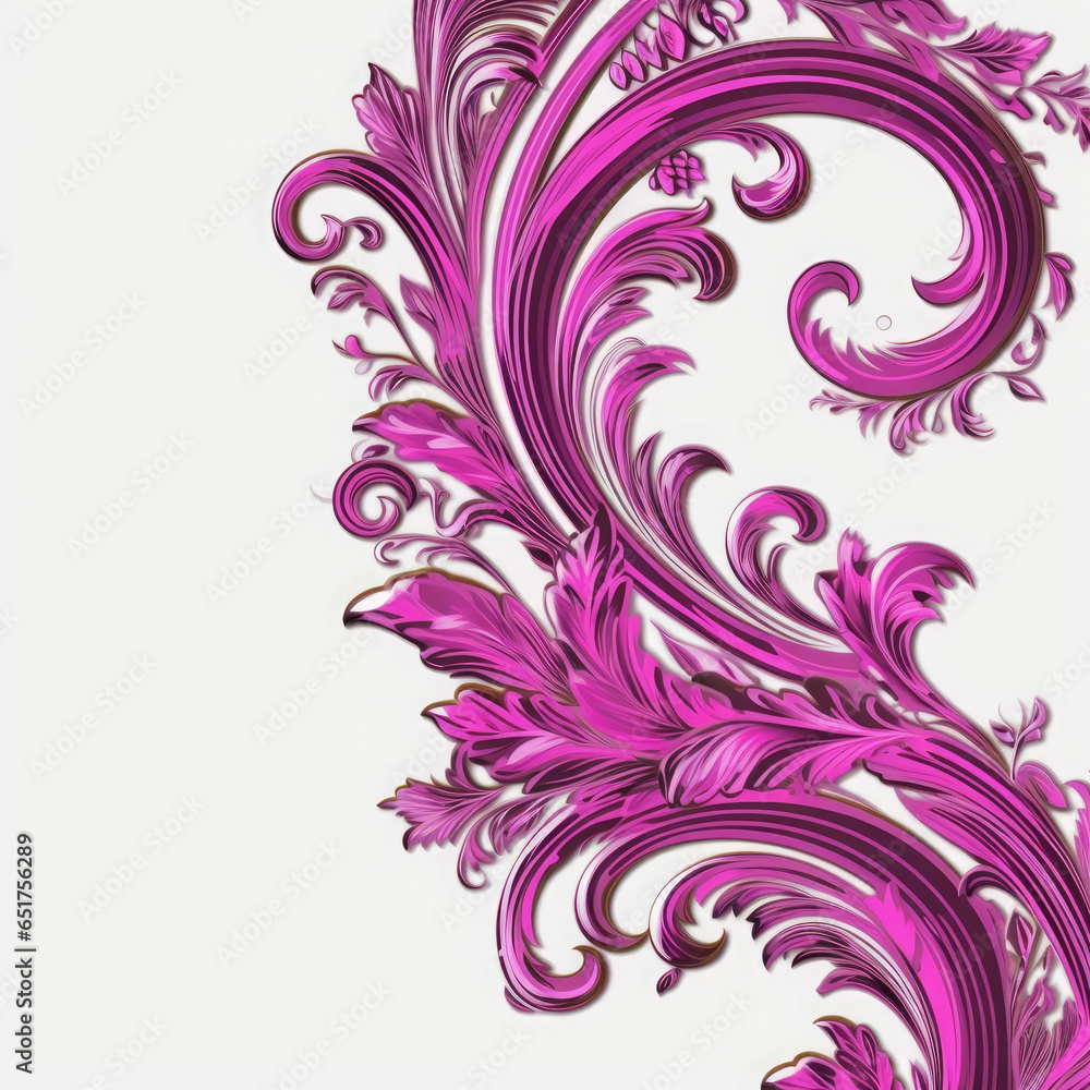 Magenta elaborate filigree corner borders white Background, AI Generated Magenta elaborate filigree corner borders white Background, AI Generated