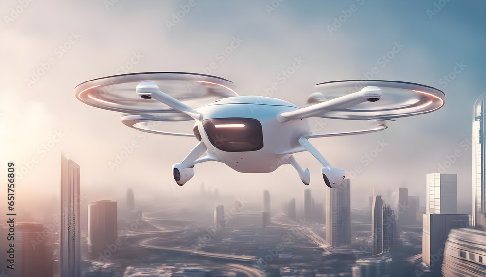 Future air travel and robotaxi design depicted as a big banner with ...