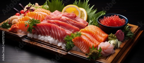 Tasty Japanese seafood sashimi assortment