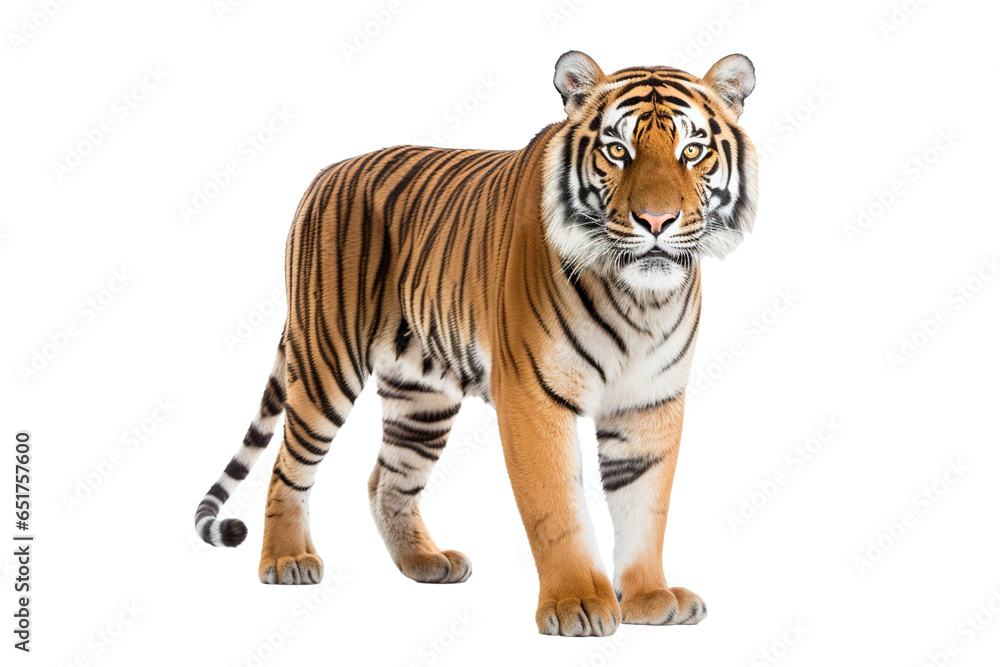 a beautiful tiger on a white background studio shot isolated PNG