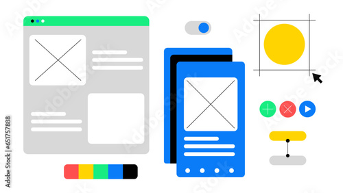 Wireframe Parts for Web and Mobile Corporate Vector Illustration 