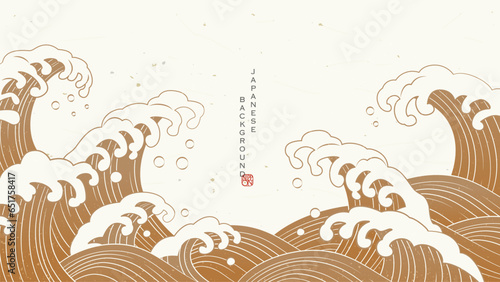波しぶきのシンプルな和風背景イラスト