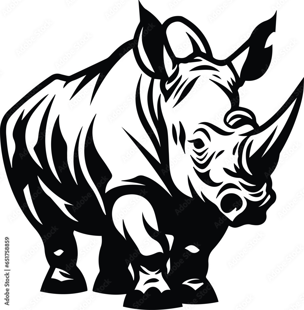 rhino Logo Monochrome Design Style